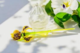 Iris van glas Groot | Bruin Geel | Kunstbloemen | Glazen Decoratie