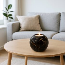 Tealight Mini Urn Black with Gold | Small Urn