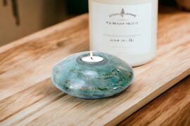 Mini Urn Disc | Turquoise | Glazen Urn | Luxe Urnen | Urnen Kopen