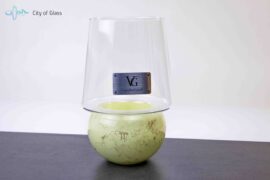 Lantern with Scented Candle Green Gold Leaf – Wooden Wick