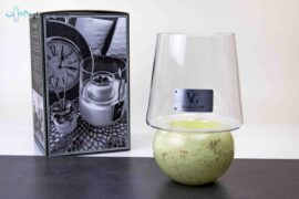 Lantern with Scented Candle Green Gold Leaf – Wooden Wick