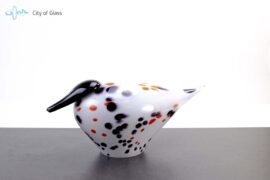 Glazen vogel met stippen
