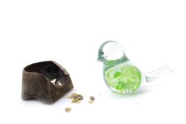 Glazen vogeltje van Loranto – Groen met bubbels