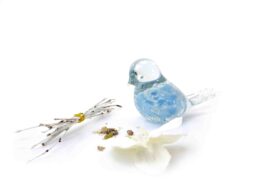 Glazen Vogel van Loranto – Licht blauw met bubbels