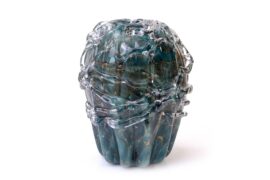 Grote Urn Serenity | Groen met Bladgoud | Urnen Kopen | Urnen van Glas | 3,8L inhoud
