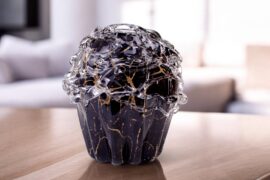Grote Urn Serenity | Zwart met Bladgoud | Urnen Kopen | Urnen van Glas | 3,8L Inhoud