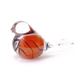 Mini Urn Bird “Orange Marble” | Small Urn | Cremation Urn