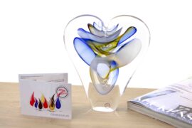 Hart van Kristal Groot Blauw Geel