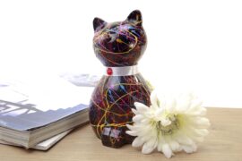 Mini Urn | Kat | Paint | Zwarte Urn | Urnen | Luxe Urn | Pop Art Urn | Katten Urn