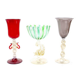 Murano Glas Kelk met Bladgoud, La Fenice Chalice