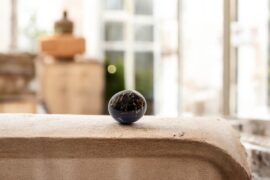 Cuddle Stone Urn | Black & Gold Leaf | Travel Urn