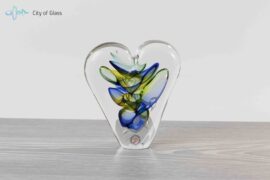 Kristallen hart van Ozzaro blauw/bruin – 12 cm