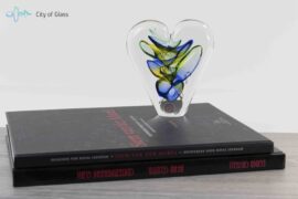 Kristallen hart van Ozzaro blauw/bruin – 12 cm
