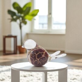 Mini Urn Vogel Paars met bladgoud | Urnen Kopen | Urnen voor Thuis