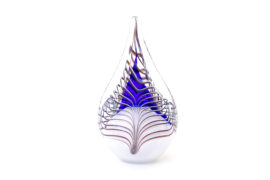 Mini Urn Drop Blue | Abstract Stripes | Luxury Urn | Crystal Glass