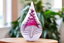 Mini Urn Drop Red | Abstract Stripes | Unique Urn