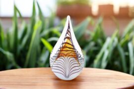 Mini Urn Drop Brown | Abstract Stripes | Unique Urn