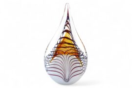 Mini Urn Drop Brown | Abstract Stripes | Unique Urn