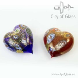Heart in Murano glass with gold leaf and murrinas