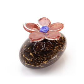 Mini Urn Vergeet-mij-nietje | Zwart Steen | Rode Bloem | 250ml