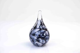 Mini Urn Druppel Zwart Wit van Glas H15 cm