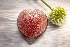 Mini Urn Heart ”Red & Silver” | Glass Urn | Luxury Urns | Heart Urn | Red Heart Urn | Urn Order