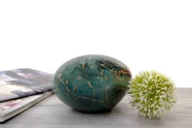 Mini Urn Steen Groen met Bladgoud