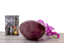 Mini Urn Steen Oud Roze/Paars met Bladgoud