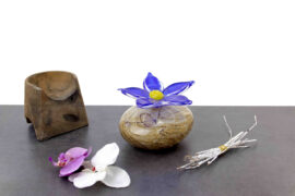 Vergeet-mij-nietje Mini Urn Bruin met Blauw