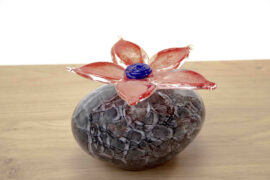 Vergeet-mij-nietje Mini Urn Grijs met Rood | Glazen Urn | Luxe Urnen | Urn met Bloem