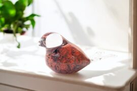 Mini Urn | Vogel | Urn | “Red Heart” | Glazen Urnen | Kleine Urn | Vogeltje Urn | Luxe Urnen