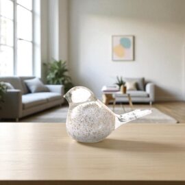 Mini Urn Vogel Wit Zilver | Witte Urn | Glazen Urn | Luxe Urnen