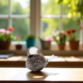 Mini Urn | Vogel | Urn | Zwart met Gouden Decoratie Urn | Glazen Urn | Luxe Urnen
