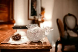 Mini Urn Vogel | Wit Goud | met Vleugels | Glazen Urn