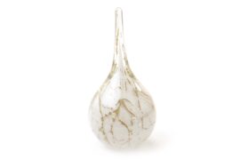 White Drop with gold leaf mini Urn