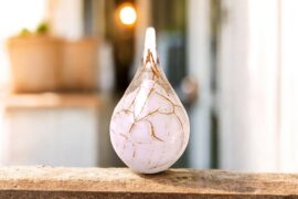 Teardrop White & Gold Leaf 15cm | Mini Urn | Small Urn