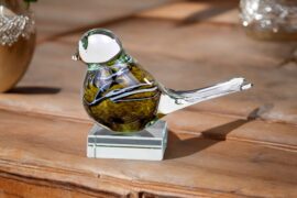 Mini Urn Brown bird by Loranto Glass