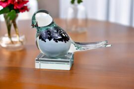 Mini Urn White Bird from Loranto Glass