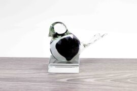 Mini Urn Bird white black on a crystal base