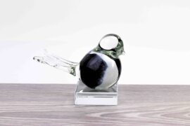 Mini Urn Bird white black on a crystal base
