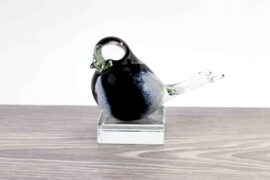 Mini Urn Bird black and white on Crystal Base