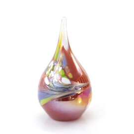 Mini Glass Urn | Drop | Red & Multicolor | 200ml Capacity | H15cm