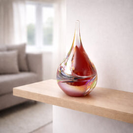 Mini Glass Urn | Drop | Red & Multicolor | 200ml Capacity | H15cm
