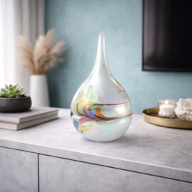 Mini Urn van glas Druppel | White & Multicolor | Inhoud 200ml | H15cm