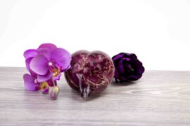 MINI URN HEART PURPLE WITH GOLD LEAF OF GLASS