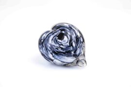Mini Urn Heart Black White Loranto Glass 12 cm