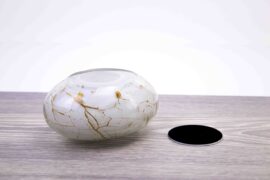 Mini Urn Steen Wit met Bladgoud