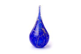 Urn Drop Blue with Gold Leaf | Mini Urn for Loving Memory – UD.19.BL – 19 cm