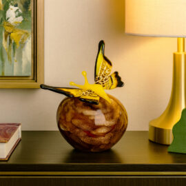Mini Urn Yellow Butterfly | Gold Stone | Luxury urn for your home
