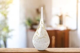 Teardrop White & Gold Leaf | Mini Urn | Small Urn